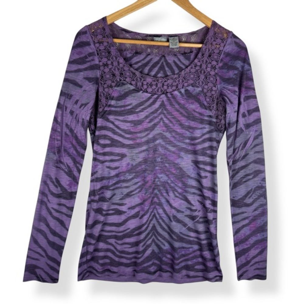 Daytrip Top Womens Size Large Purple Animal Print Crochet Indie Sleaze Grunge